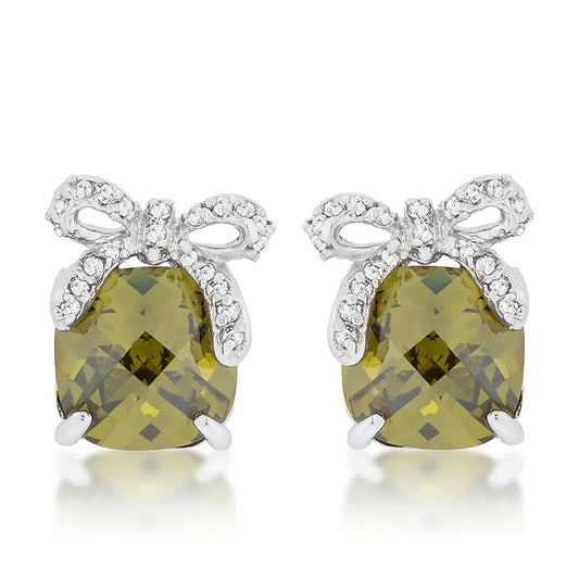 Olivine Drop Earrings with Bow - The Best Accessory