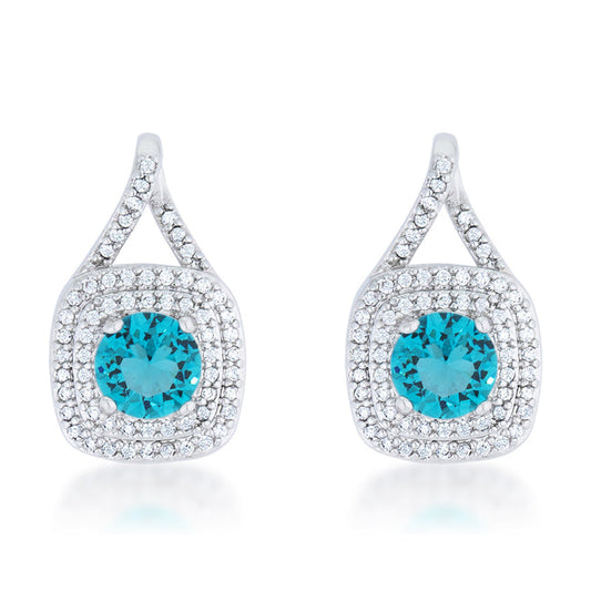 Christal 2.3ct Aqua CZ Rhodium Classic Drop Earrings - The Best Accessory