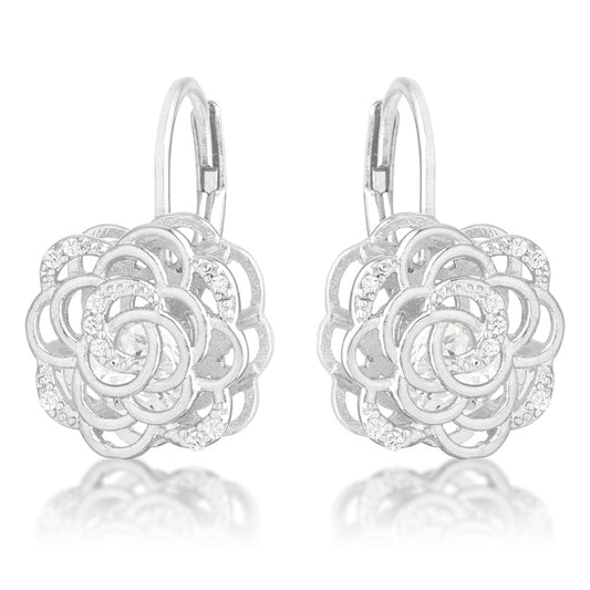 Maya 1.5ct CZ Rhodium Rose Drop Earrings - The Best Accessory