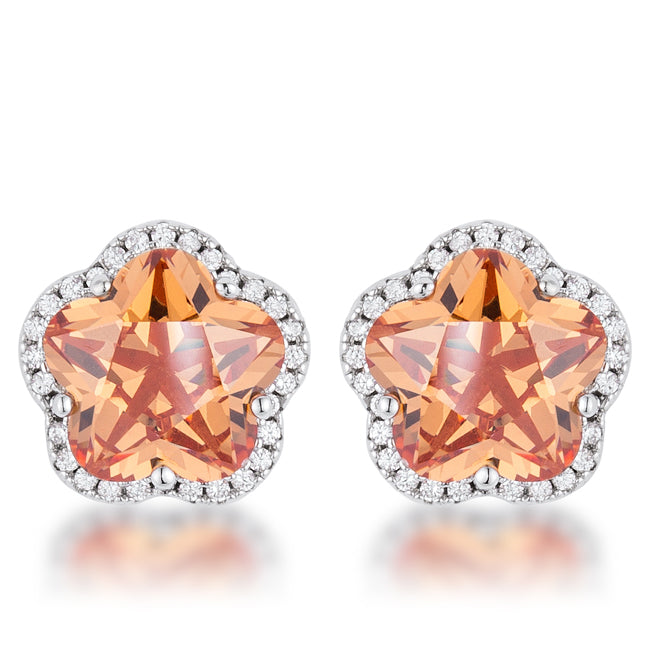 Floral Cut Champagne CZ Stud Earrings - The Best Accessory