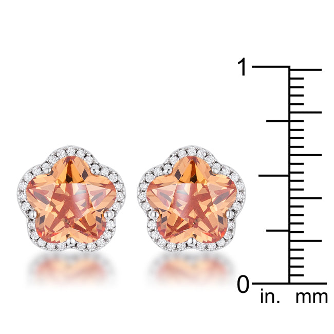 Floral Cut Champagne CZ Stud Earrings - The Best Accessory