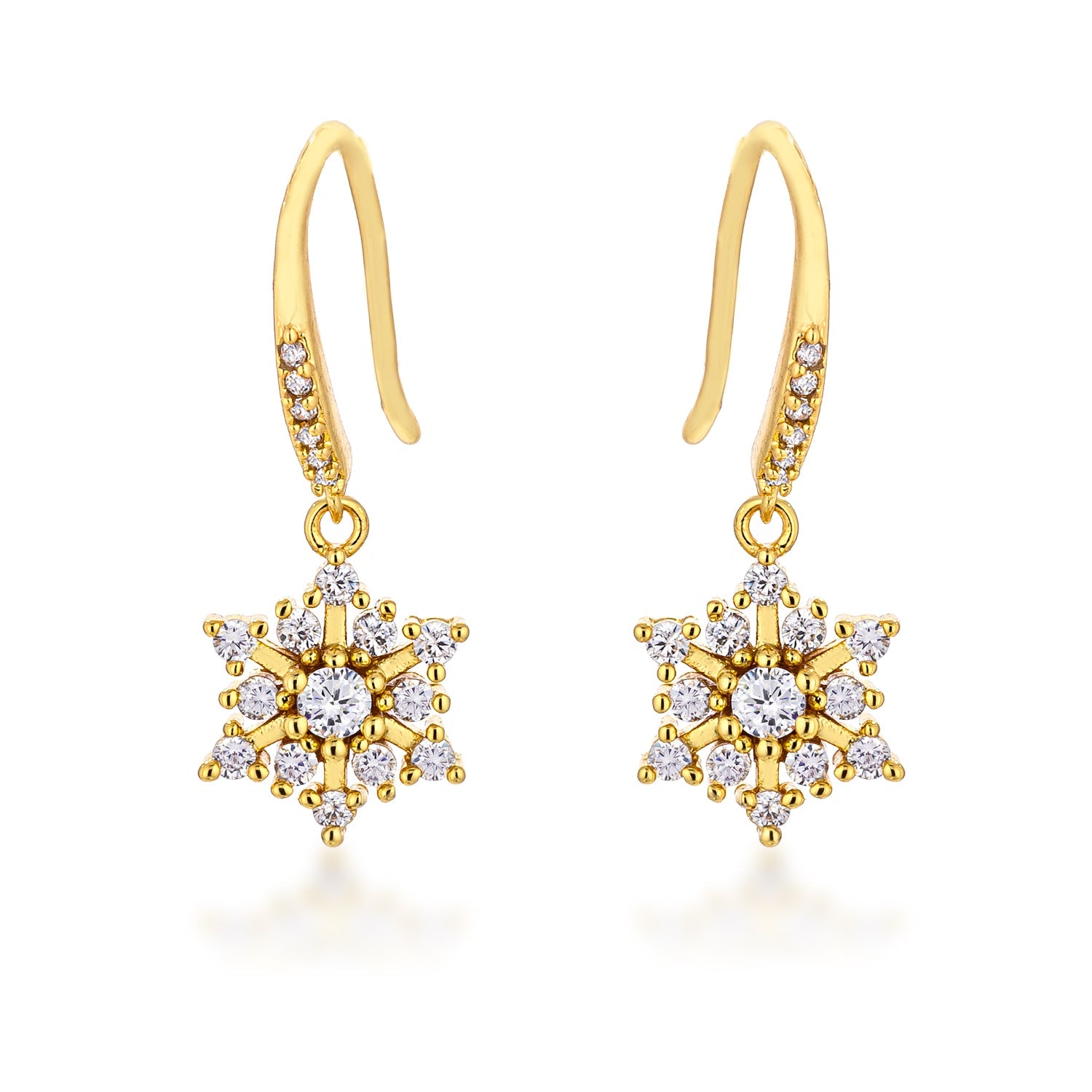 Dainty Gold Plated Snowflake Drop Earrings - The Best Accessory