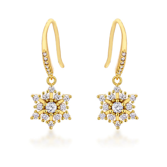 Dainty Gold Plated Snowflake Drop Earrings - The Best Accessory