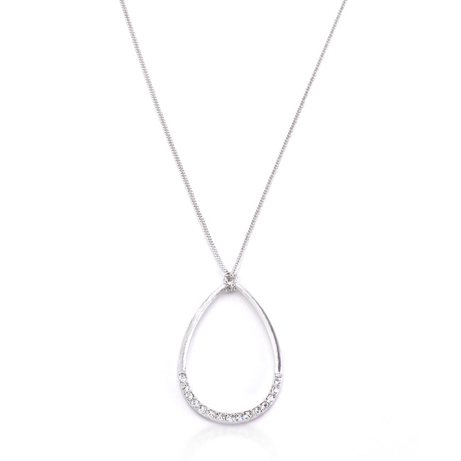 Rhodium Plated Crystal Teardrop Necklace - The Best Accessory