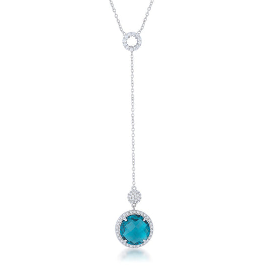 Lori 10.9ct Aqua CZ Rhodium Classic Drop Lariat Necklace - The Best Accessory