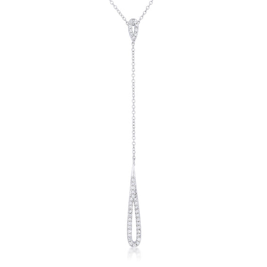 Chrisette 0.4ct CZ Rhodium Classic Drop Lariat Necklace - The Best Accessory