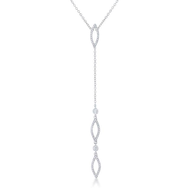 Carmela 0.6ct CZ Rhodium Classic Drop Lariat Necklace - The Best Accessory