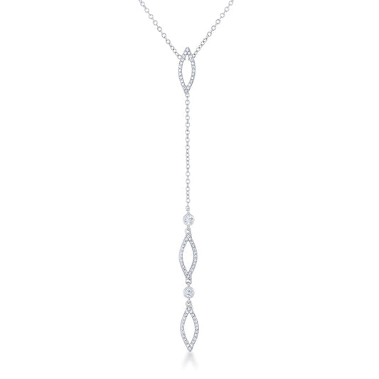 Carmela 0.6ct CZ Rhodium Classic Drop Lariat Necklace - The Best Accessory