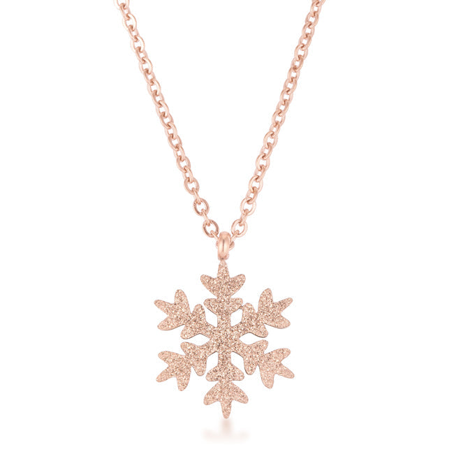 Jenna Rose Gold Stainless Steel Rose Gold Snowflake Necklace - The Best Accessory