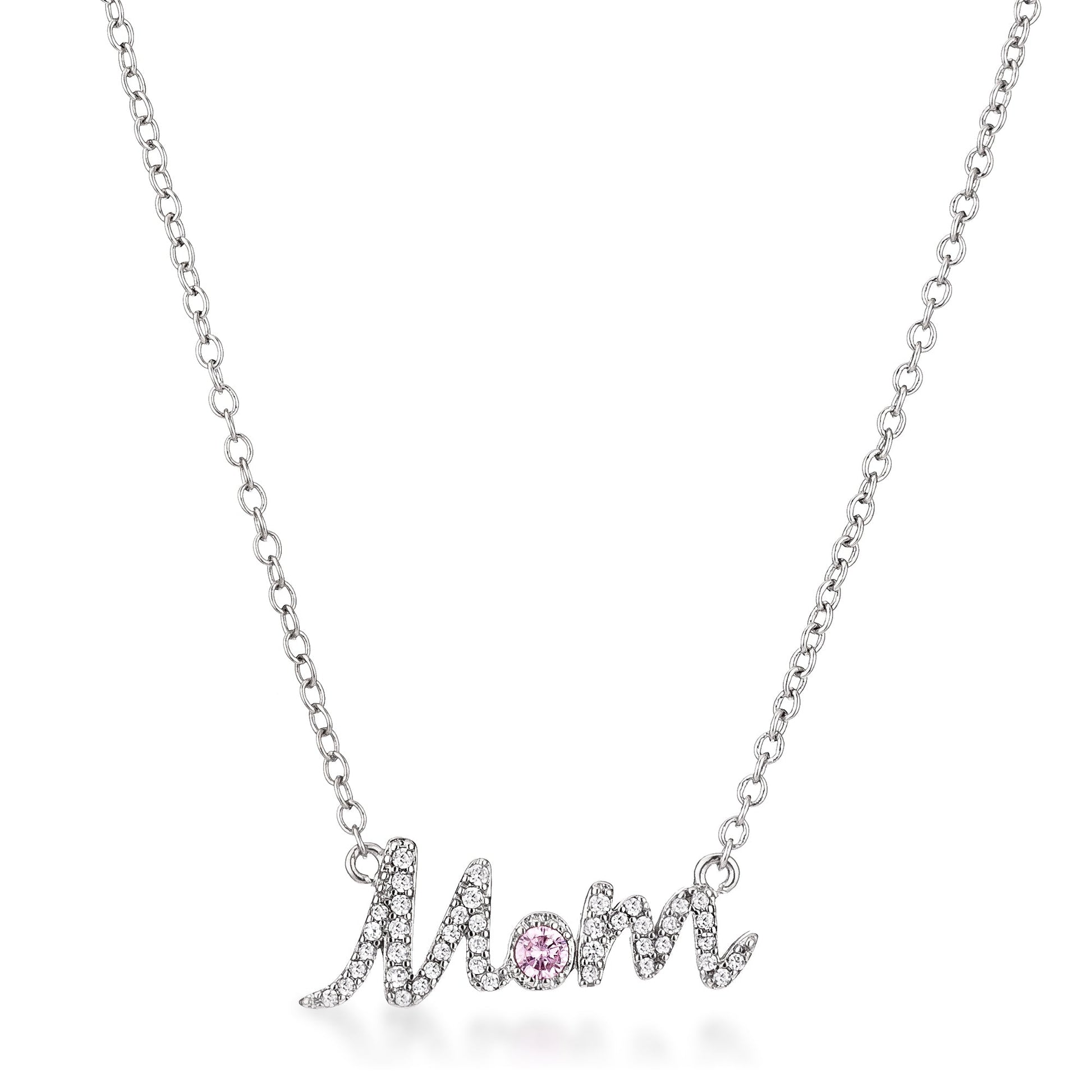 Sparkling Mom Script Necklace - The Best Accessory