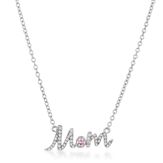 Sparkling Mom Script Necklace - The Best Accessory