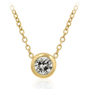 Solitaire Bezel Cubic Zirconia Golden Pendant - The Best Accessory