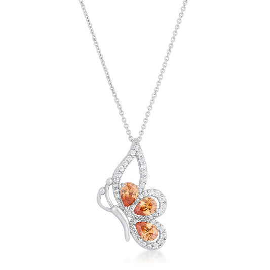 Karen 2.8ct Champagne CZ Rhoidum Butterfly Drop Necklace - The Best Accessory