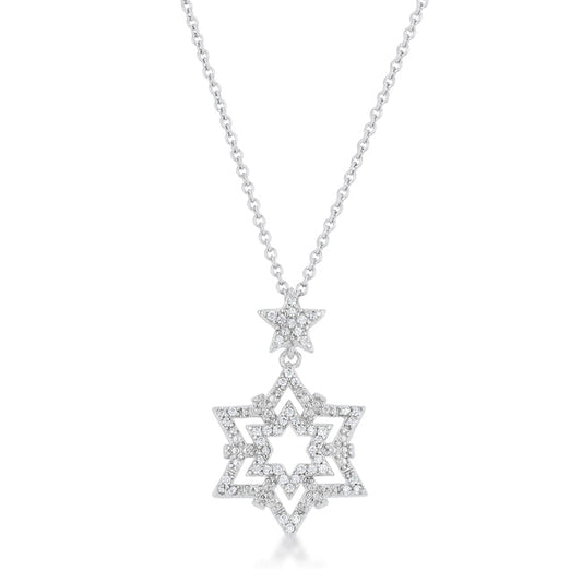 Stella 0.3ct CZ Rhodium Star Drop Necklace - The Best Accessory