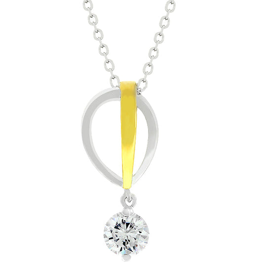 Two-tone Finish Raindrop Cubic Zirconia Pendant - The Best Accessory