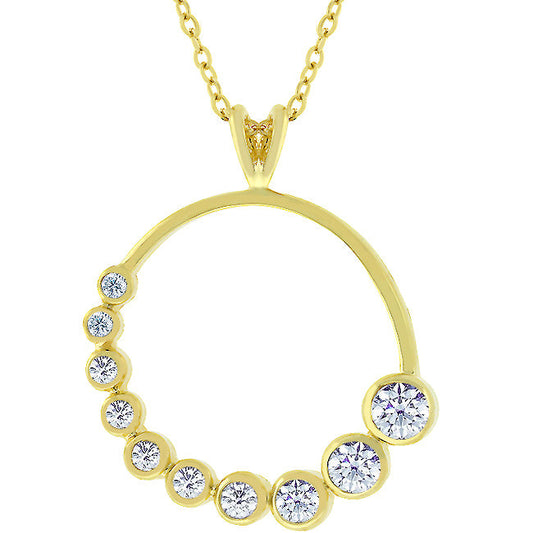 Golden Graduated Cubic Zirconia Circle Pendant - The Best Accessory