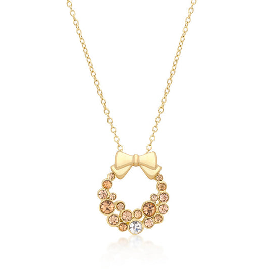 Holiday Wreath Champagne Crystal Pendant - The Best Accessory