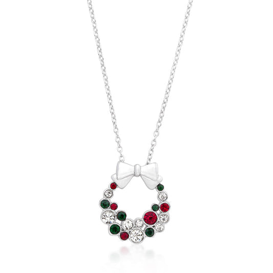 Holiday Wreath Colored Crystal Pendant - The Best Accessory