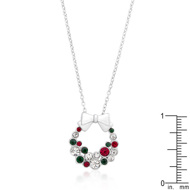Holiday Wreath Colored Crystal Pendant - The Best Accessory