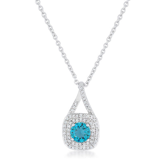 Christal 1.2ct Aqua CZ Rhodium Classic Necklace - The Best Accessory