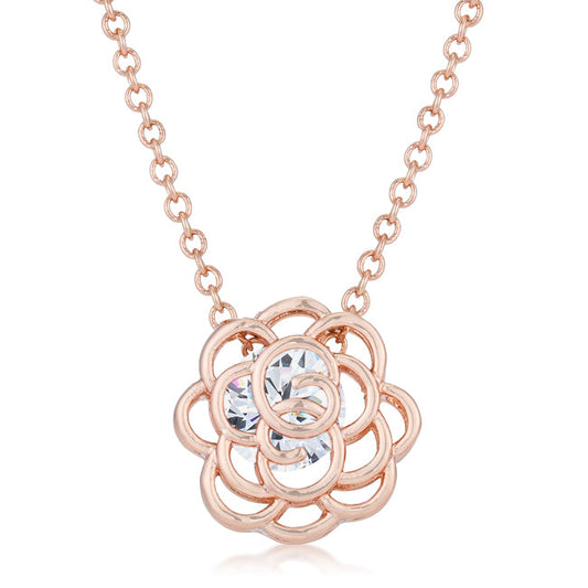 Maya 1.28ct CZ Rose Gold Rose Drop Pendant - The Best Accessory