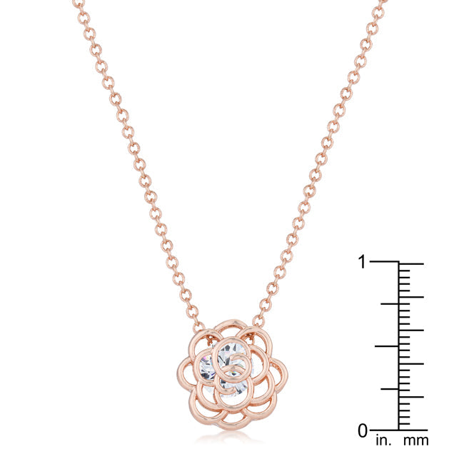 Maya 1.28ct CZ Rose Gold Rose Drop Pendant - The Best Accessory
