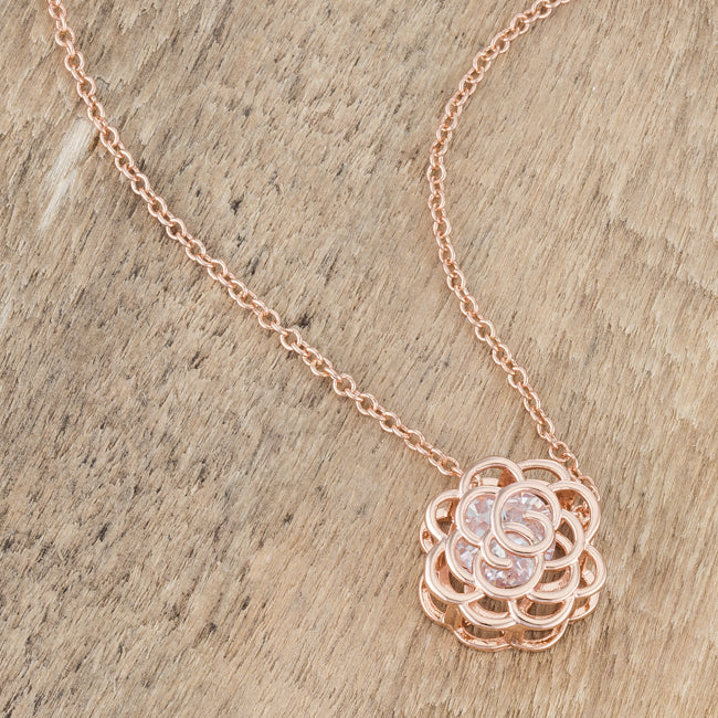 Maya 1.28ct CZ Rose Gold Rose Drop Pendant - The Best Accessory