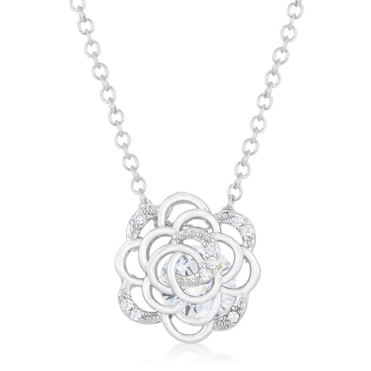 Maya 1.37ct CZ Rhodium Rose Drop Necklace - The Best Accessory