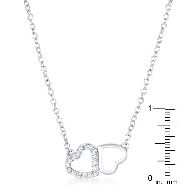 Sweet and Romantic Rhodium Melded CZ Hearts Necklace - The Best Accessory