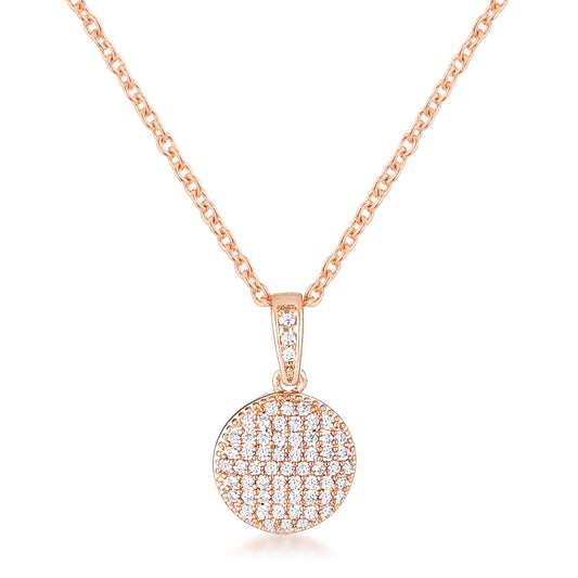 Rose Gold Plated Necklace with CZ Disk Pendant - The Best Accessory