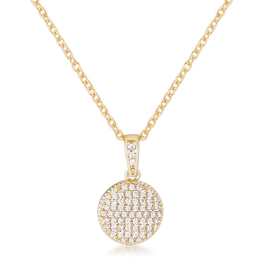 Gold Plated Necklace with CZ Disk Pendant - The Best Accessory