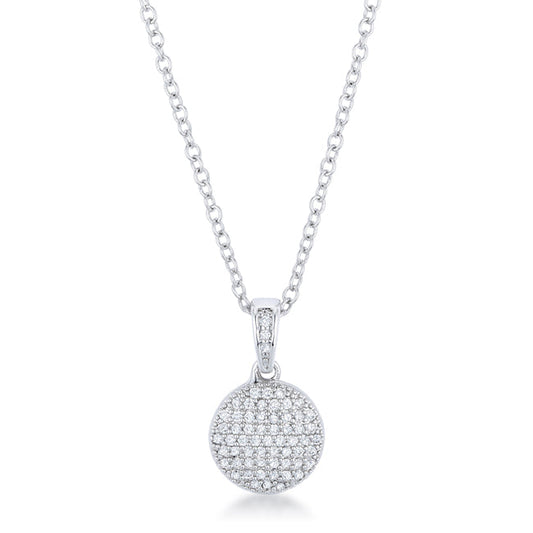 Rhodium Necklace with CZ Disk Pendant - The Best Accessory