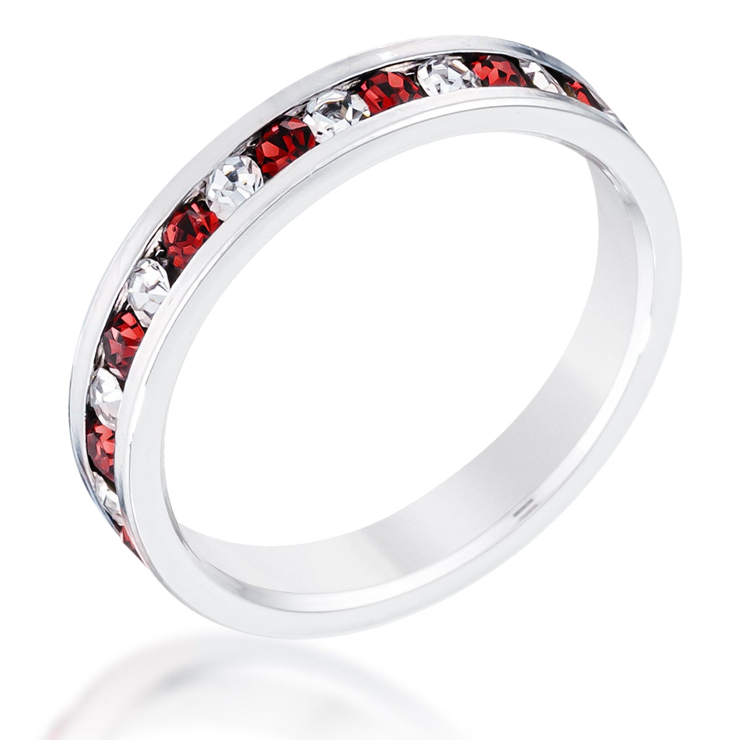 Clear and Red Alternating Crystal Eternity Ring - The Best Accessory