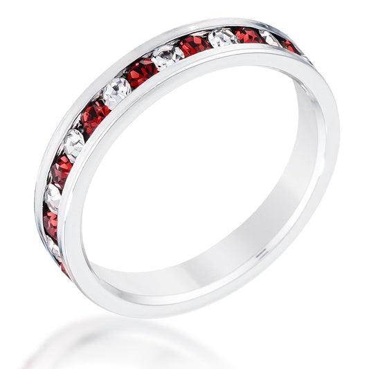 Clear and Red Alternating Crystal Eternity Ring - The Best Accessory