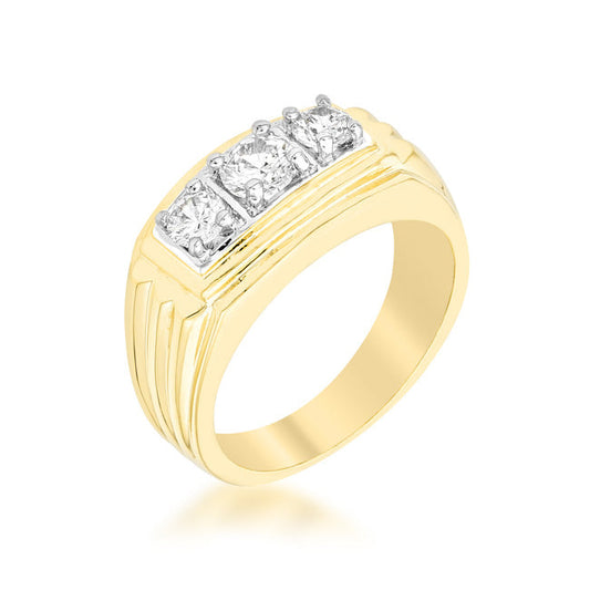 Golden Triplet Cubic Zirconia Ring - The Best Accessory