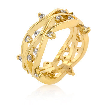 Golden Cubic Zirconia Vines Ring - The Best Accessory