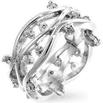 Rhodium Plated Zircon Vines Ring - The Best Accessory