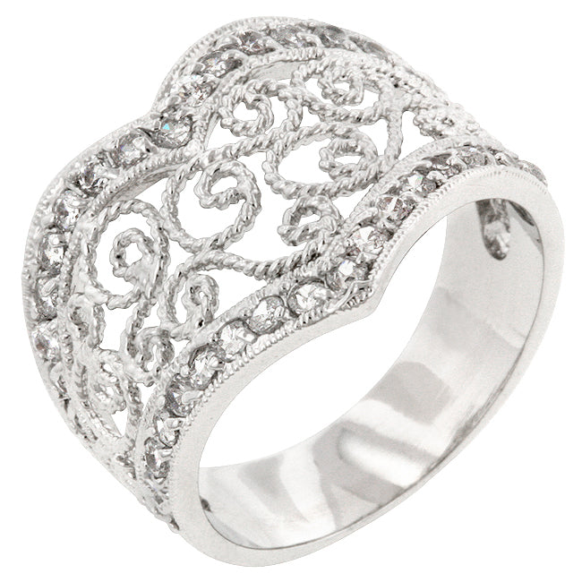 Cubic Zirconia Filigree Hearts Ring - The Best Accessory