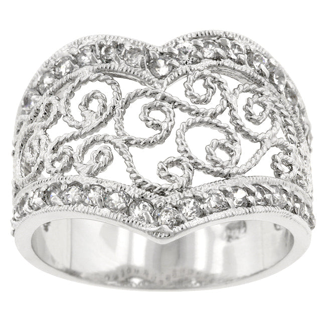 Cubic Zirconia Filigree Hearts Ring - The Best Accessory