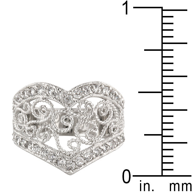 Cubic Zirconia Filigree Hearts Ring - The Best Accessory