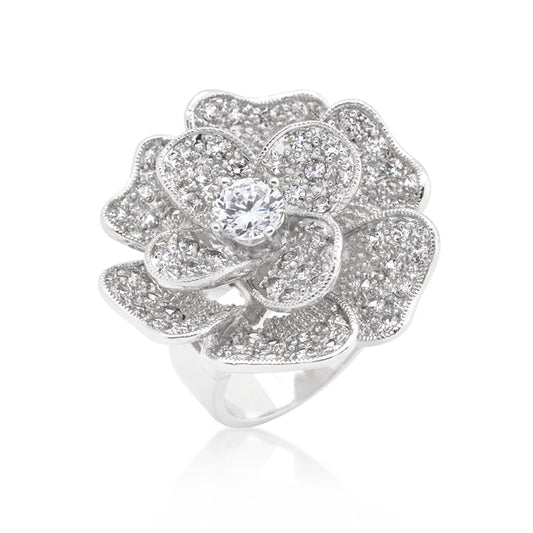 Large Flower Cubic Zirconia Cocktail Ring - The Best Accessory