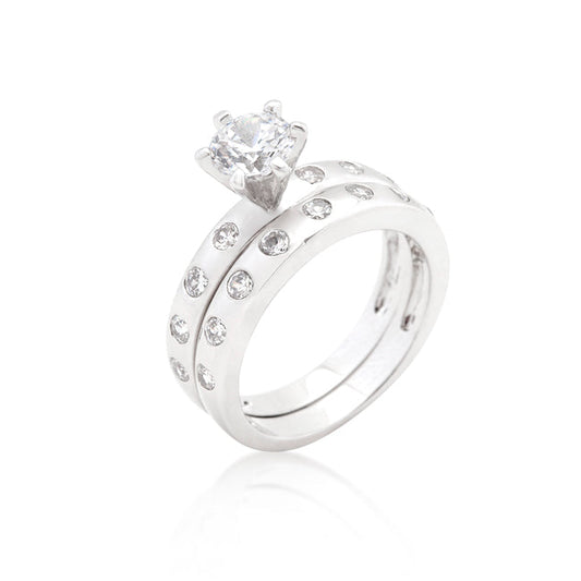 Bezel Set Round Cut Bridal Ring Set - The Best Accessory