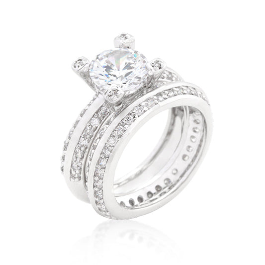 Cubic Zirconia Round Cut Pave Ring Set - The Best Accessory