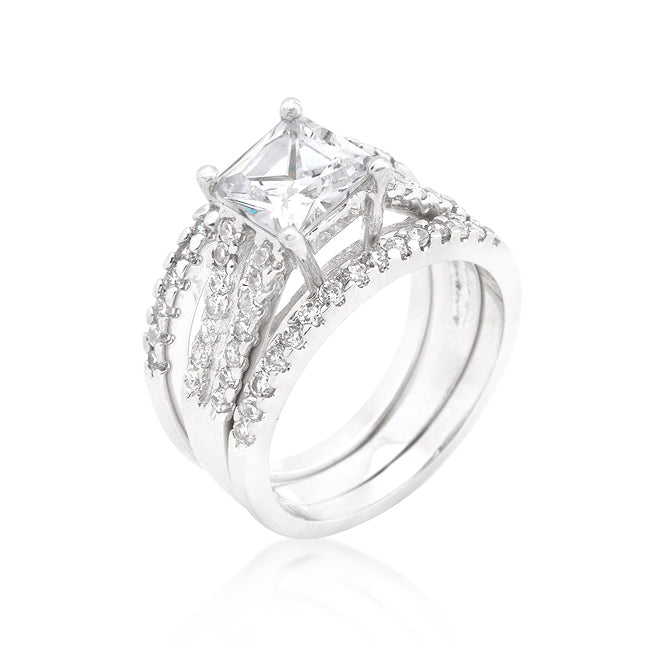 Princess Cut Cubic Zirconia Triple Bridal Set - The Best Accessory