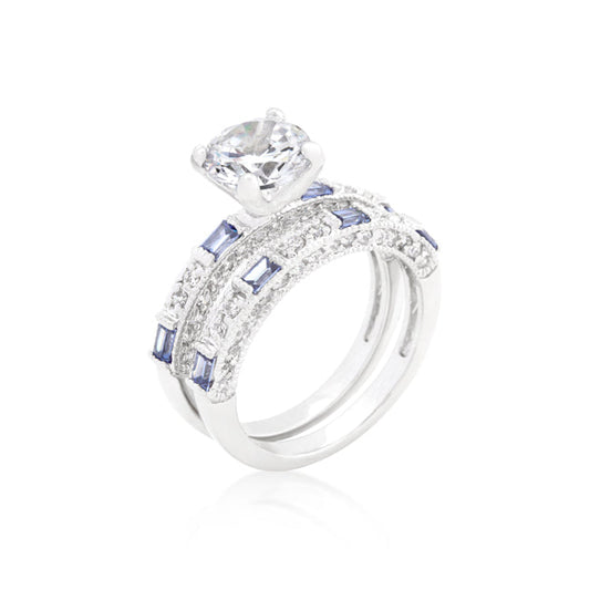 Clear and Tanzanite Cubic Zirconia Ring Set - The Best Accessory