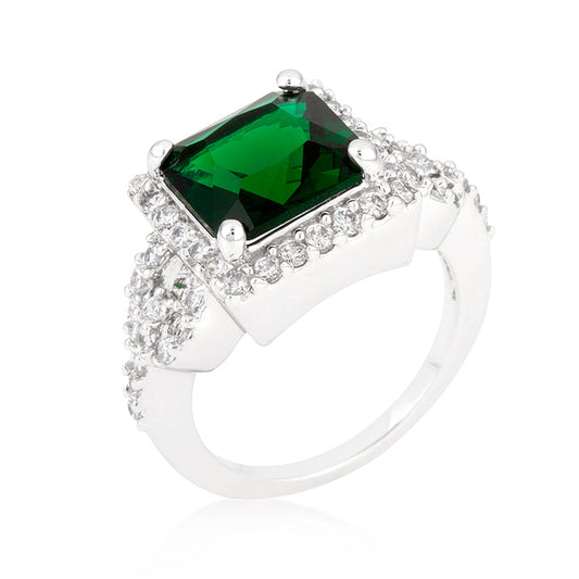 Halo Style Princess Cut Emerald Green Cocktail Ring - The Best Accessory