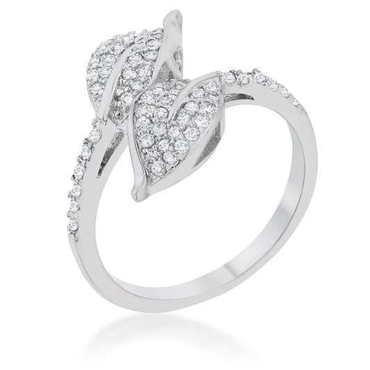 Liana 0.1ct CZ Rhodium Leaf Wrap Ring - The Best Accessory