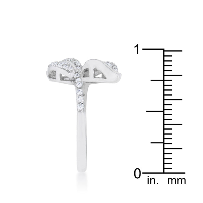 Liana 0.1ct CZ Rhodium Leaf Wrap Ring - The Best Accessory