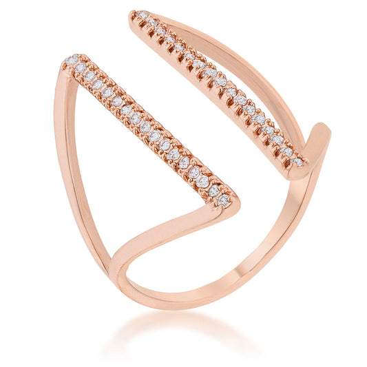 Jena 0.2ct CZ Rose Gold Delicate Parallel Ring - The Best Accessory
