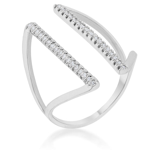 Jena 0.2ct CZ Rhodium Delicate Parallel Ring - The Best Accessory